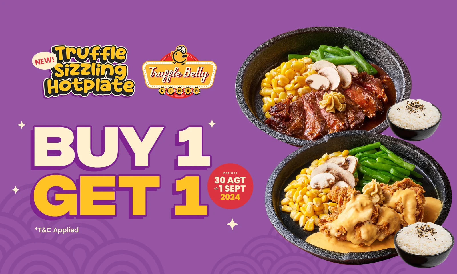 BUY 1 GET 1 FREE at TRUFFLE BELLY DINER! 